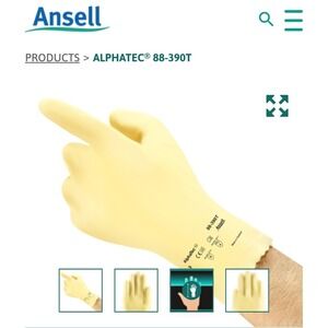NEW 12 Pairs - ANSELL 88-390T AlphaTec Latex‎ Glove, Type C, Size 8